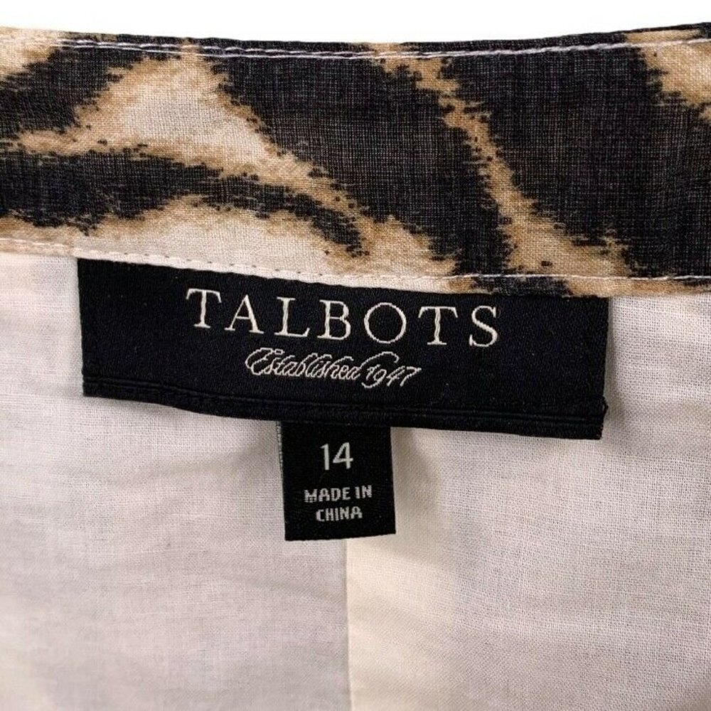 TALBOTS Animal Print Pleated Cotton Voile Skirt 14 - Picture 5 of 6